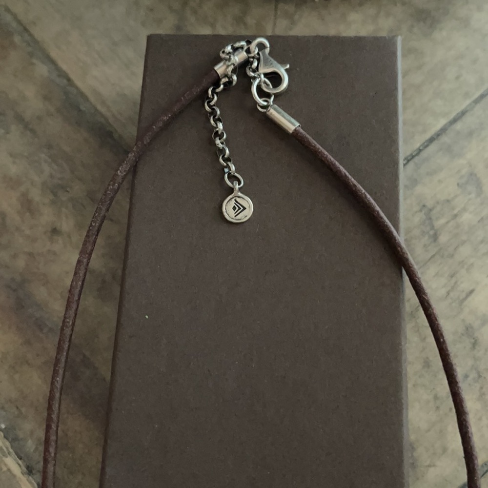 SILPADA Leather and Pearl w/Sterling Necklace- - Picture 3 of 3